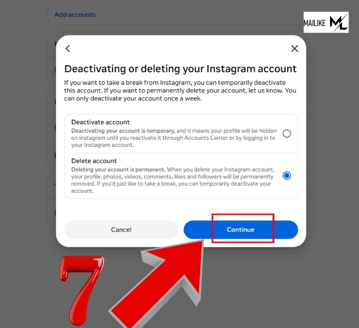 Hoàn thành xong cách xóa tài khoản Instagram trên máy tính