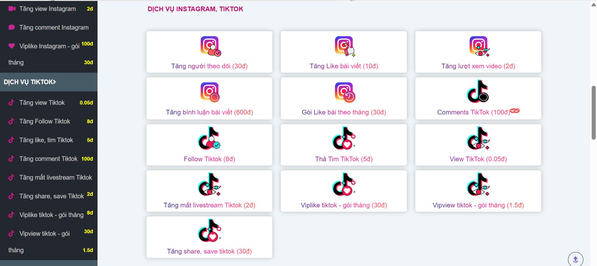 Dịch vụ Mailike chuyên về TikTok