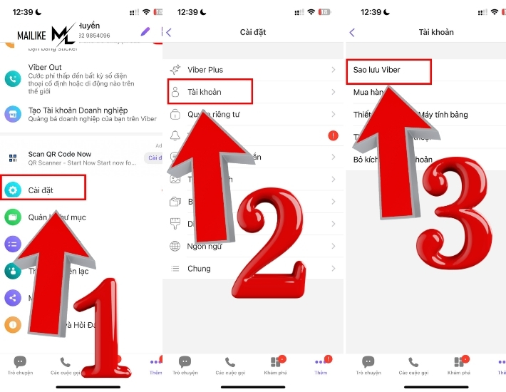 Truy cập vào phần Sao lưu viber