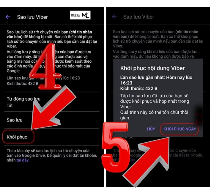 Hoàn thành xong cách khôi phục tin nhắn Viber trên điện thoại
