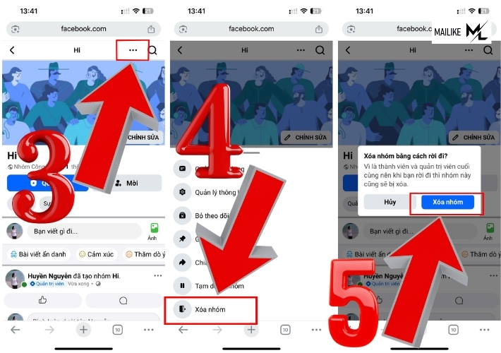 Hoàn thành xong cách xóa nhóm Facebook trên điện thoại