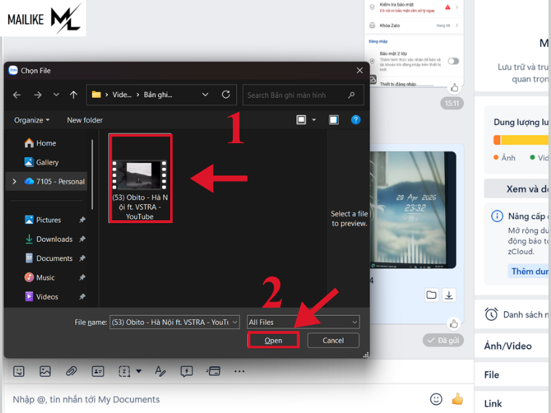 Cách gửi video dài qua Zalo