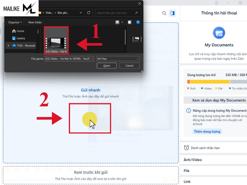 Cách gửi video dài qua Zalo