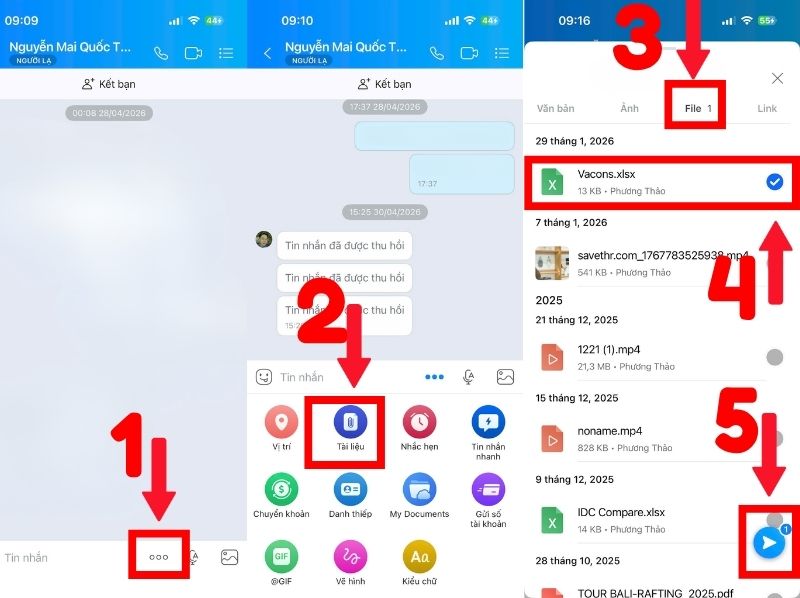 cách gửi file excel qua zalo