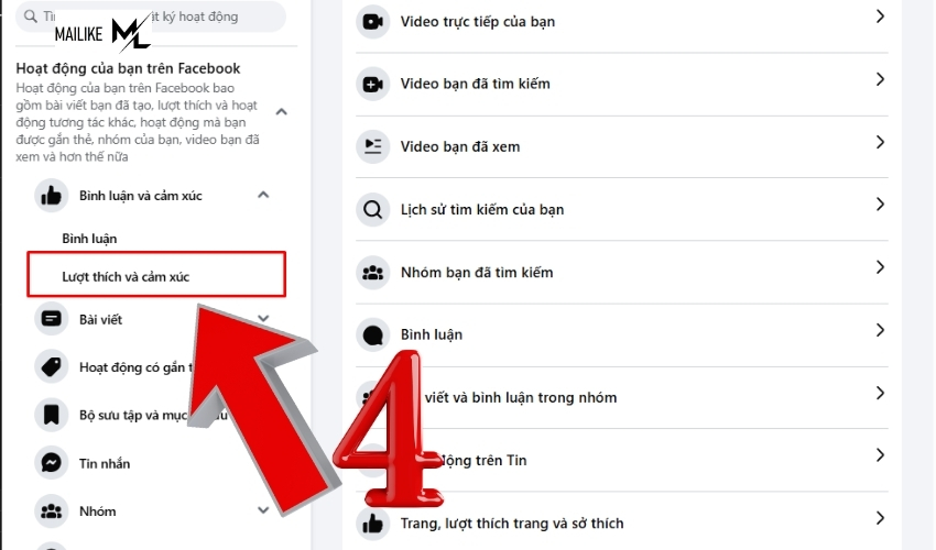 Chọn Lượt thích và cảm xúc