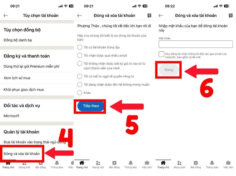 cách xóa tài khoản linkedin