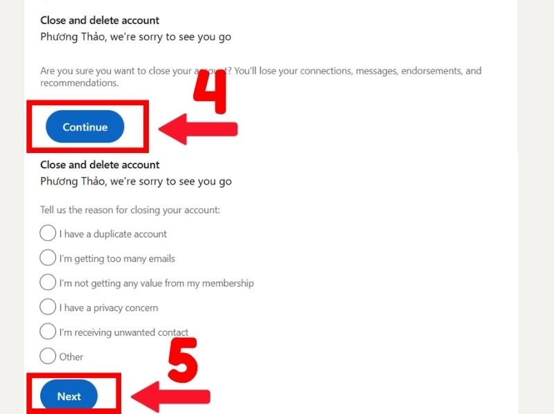 cách xóa tài khoản linkedin