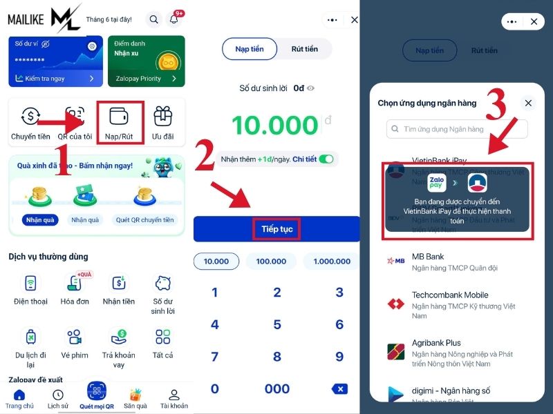 Cách nạp tiền zalo pay