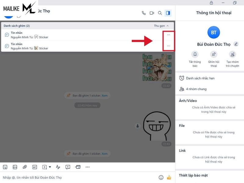 Cách bỏ ghim tin nhắn Zalo
