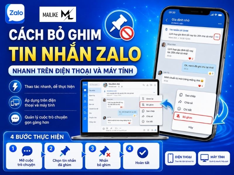 Cách bỏ ghim tin nhắn Zalo