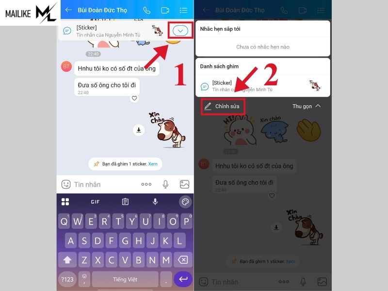 Cách bỏ ghim tin nhắn Zalo