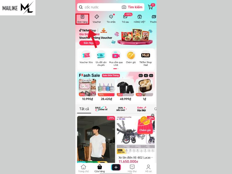 Cách xem đơn hàng đã đặt trên TikTok