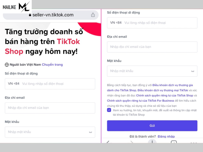 Cách đăng ký TikTok Shop trên điện thoại