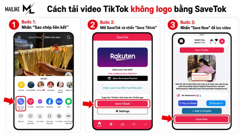 Cách xóa logo TikTok trên video với Savetok