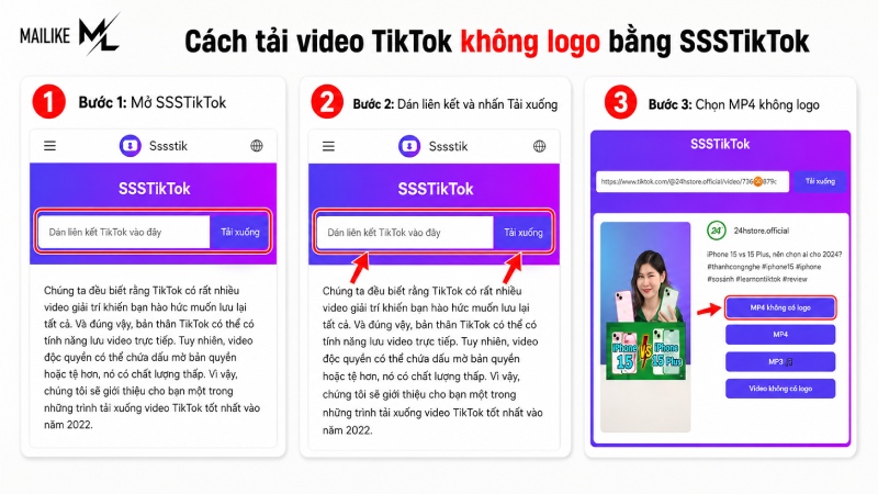 Cách xóa logo TikTok trên video với SSSTikTok 
