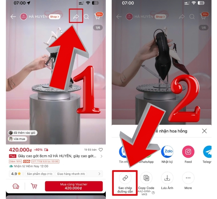 Cách sao chép đường link shopee trên điện thoại