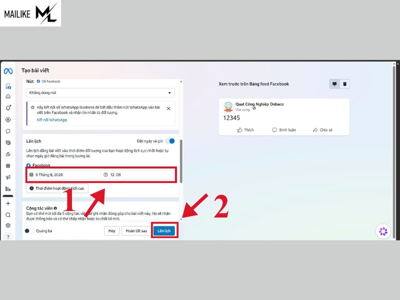 Cách lên lịch đăng bài trên Facebook