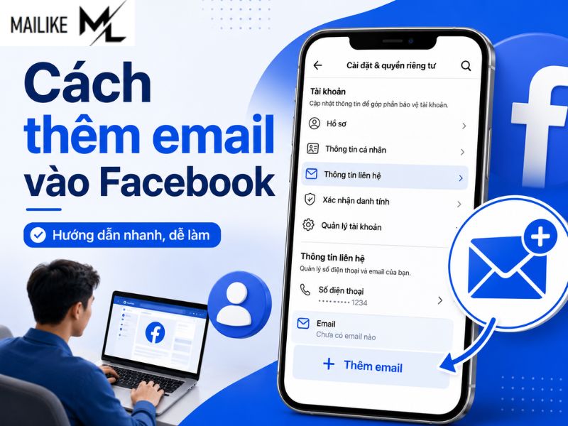 Cách thêm email vào Facebook
