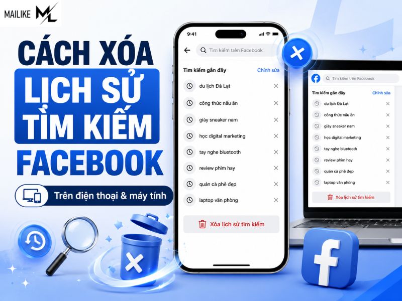 Cách xóa lịch sử tìm kiếm Facebook