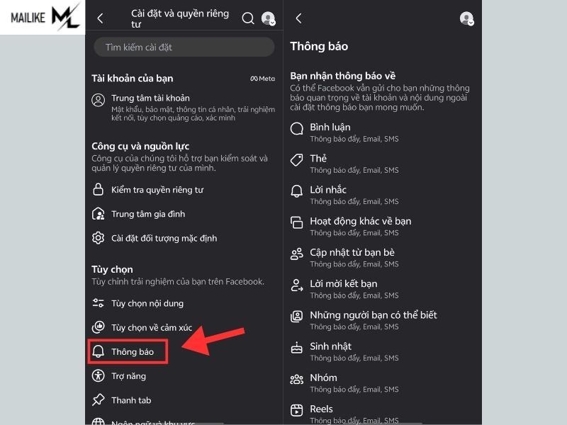 Facebook không hiện thông báo