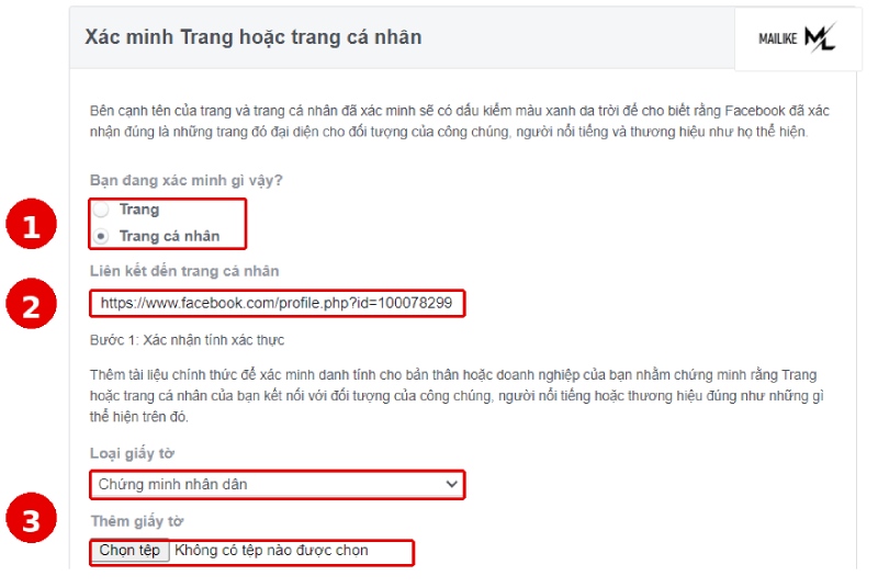 Tải các giấy tờ cần thiết lên để minh chứng