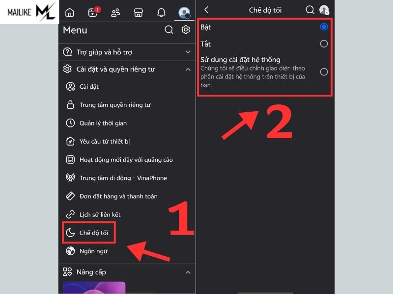Cách bật chế độ dark mode trên Facebook