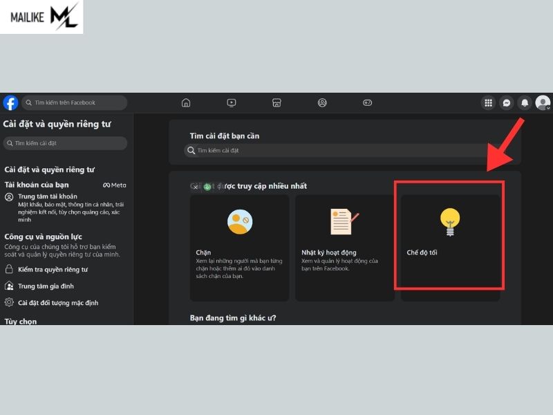Cách bật chế độ dark mode trên Facebook