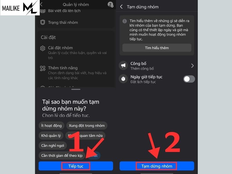 Cách bật tắt chế độ tạm ngưng hoạt động group Facebook