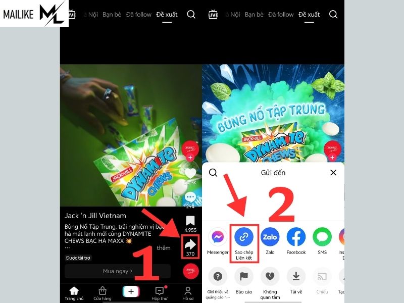 Cách chia sẻ video TikTok lên Messenger