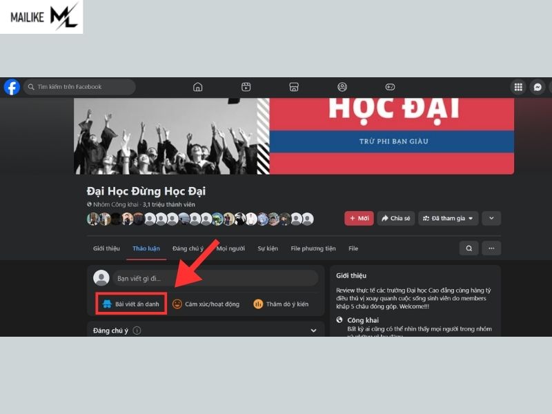 Cách đăng bài ẩn danh trên nhóm Facebook