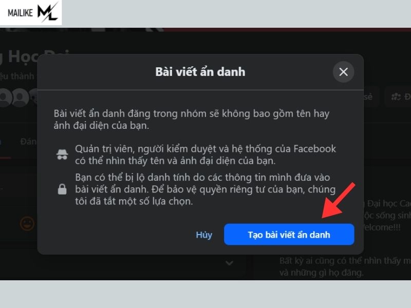 Cách đăng bài ẩn danh trên nhóm Facebook