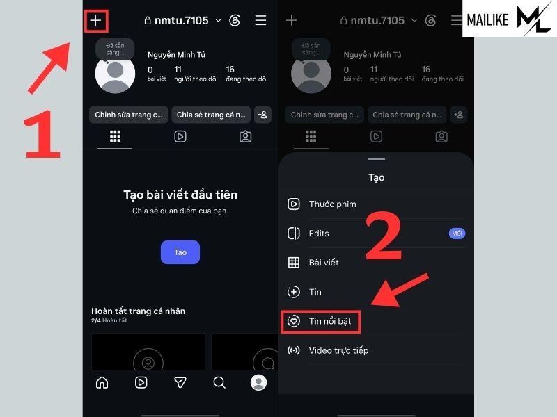 Cách thêm tin nổi bật trên Instagram