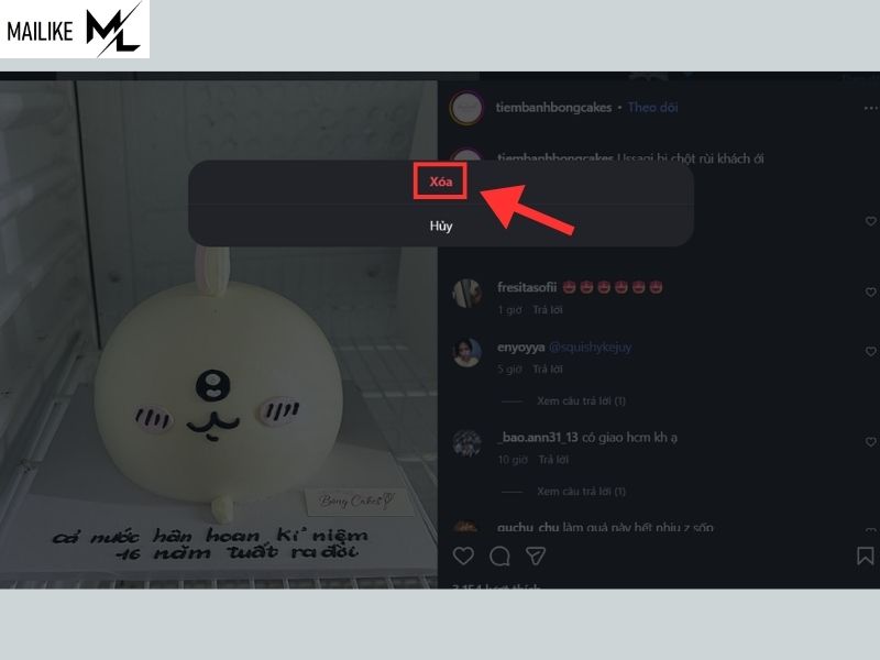 Cách xóa bình luận trên Instagram