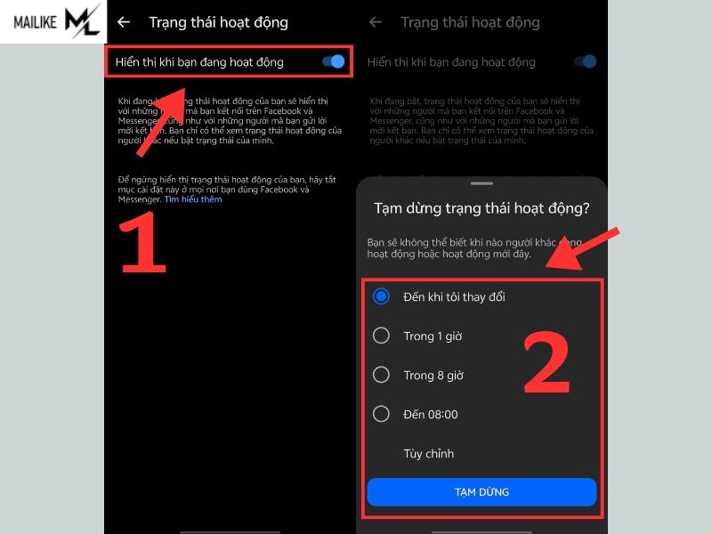 Tắt trạng thái online trên Facebook