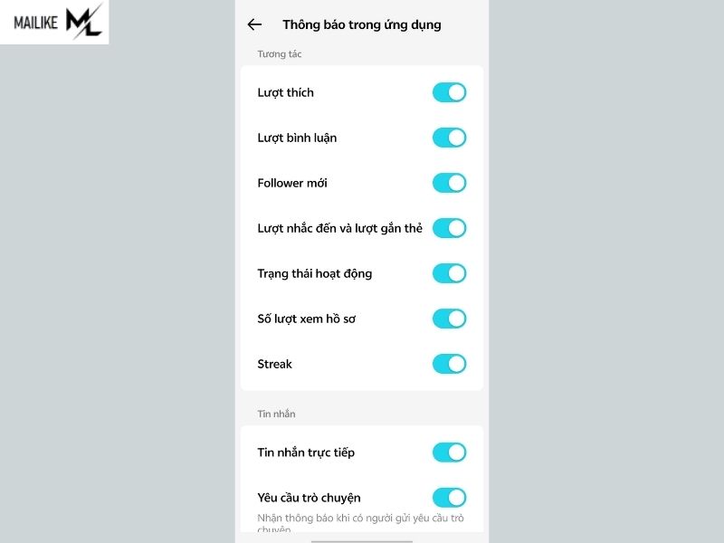 TikTok không hiện thông báo