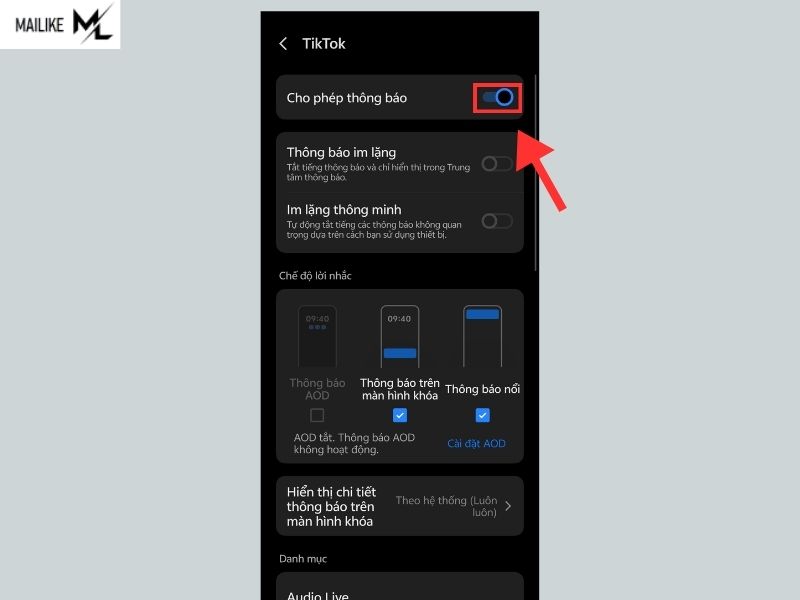 TikTok không hiện thông báo