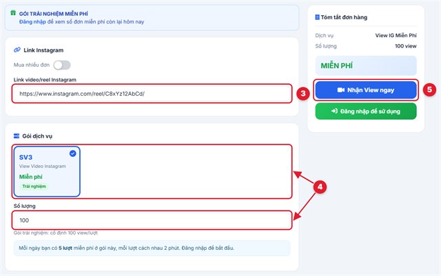Dán link video Instagram và nhận view miễn phí tại Mailike
