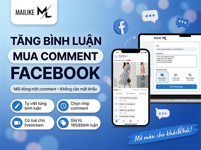 Tăng bình luận, mua comment, buff cmt Facebook tại Mailike.xyz