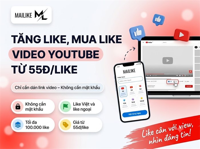 Tăng like, mua like video YouTube tại Mailike.xyz