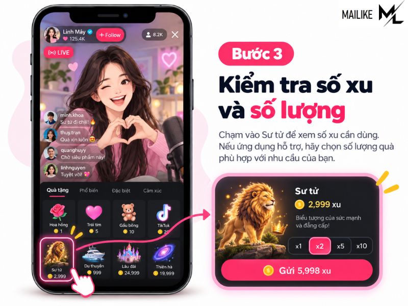1 con sư tử trên TikTok bao nhiêu tiền