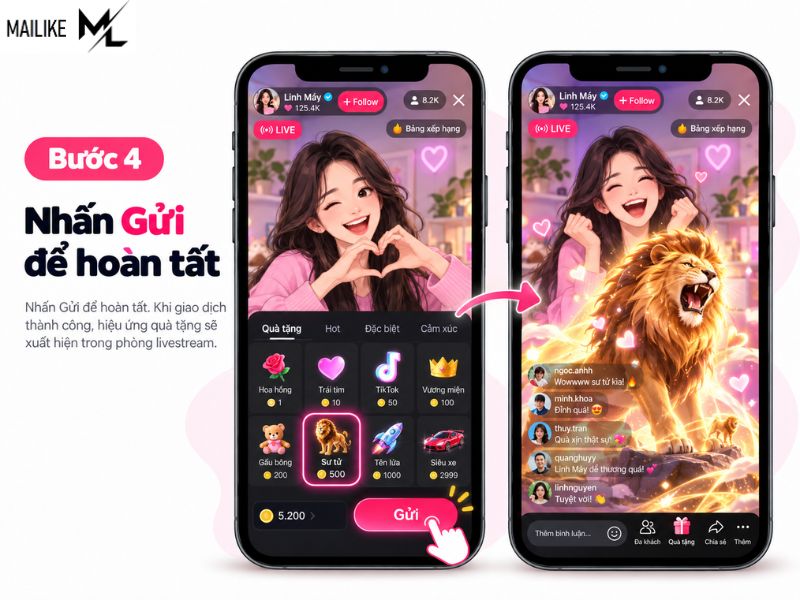 1 con sư tử trên TikTok bao nhiêu tiền