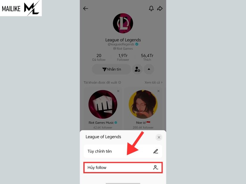 Cách hủy follow trên TikTok