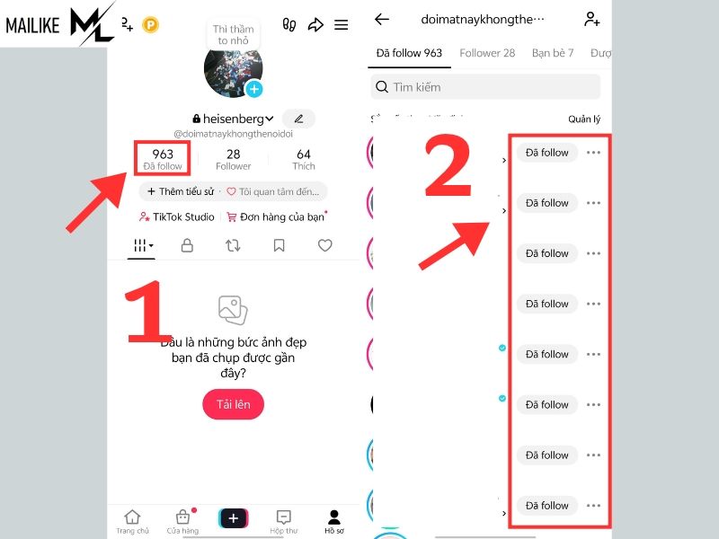 Cách hủy follow trên TikTok