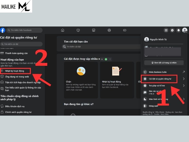 Cách xem lịch sử hoạt động trên Facebook