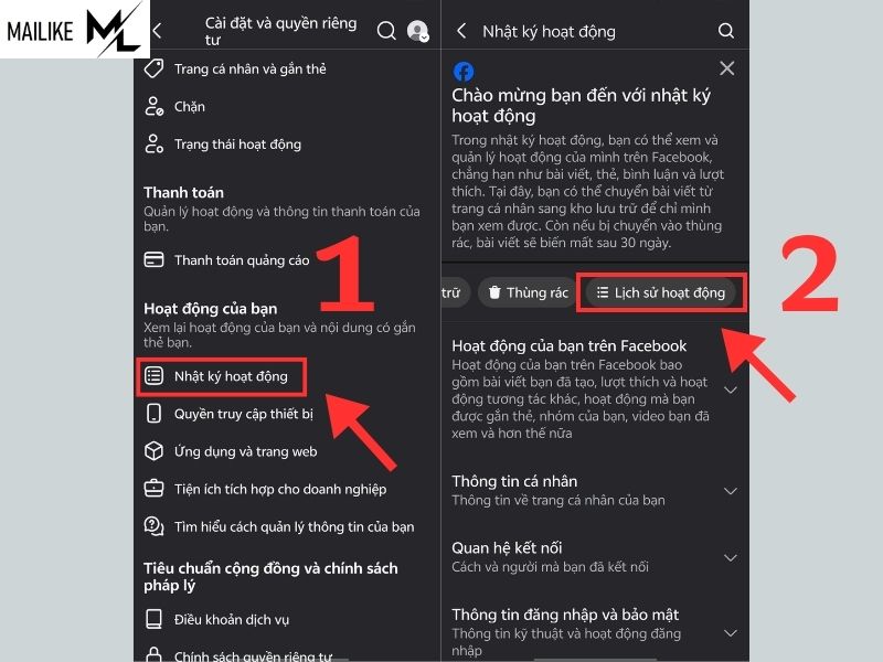 Cách xem lịch sử hoạt động trên Facebook