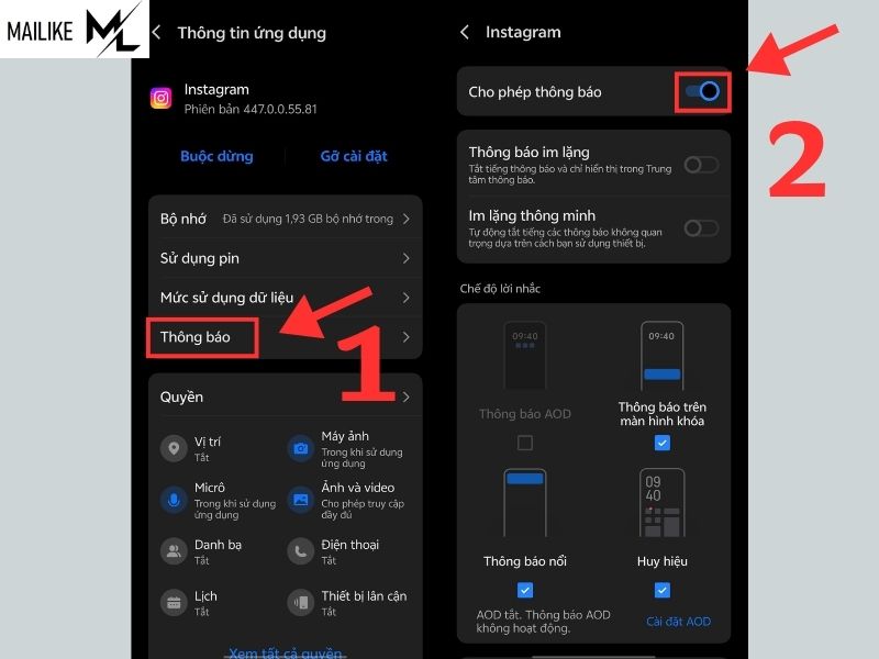 Cách bật thông báo Instagram